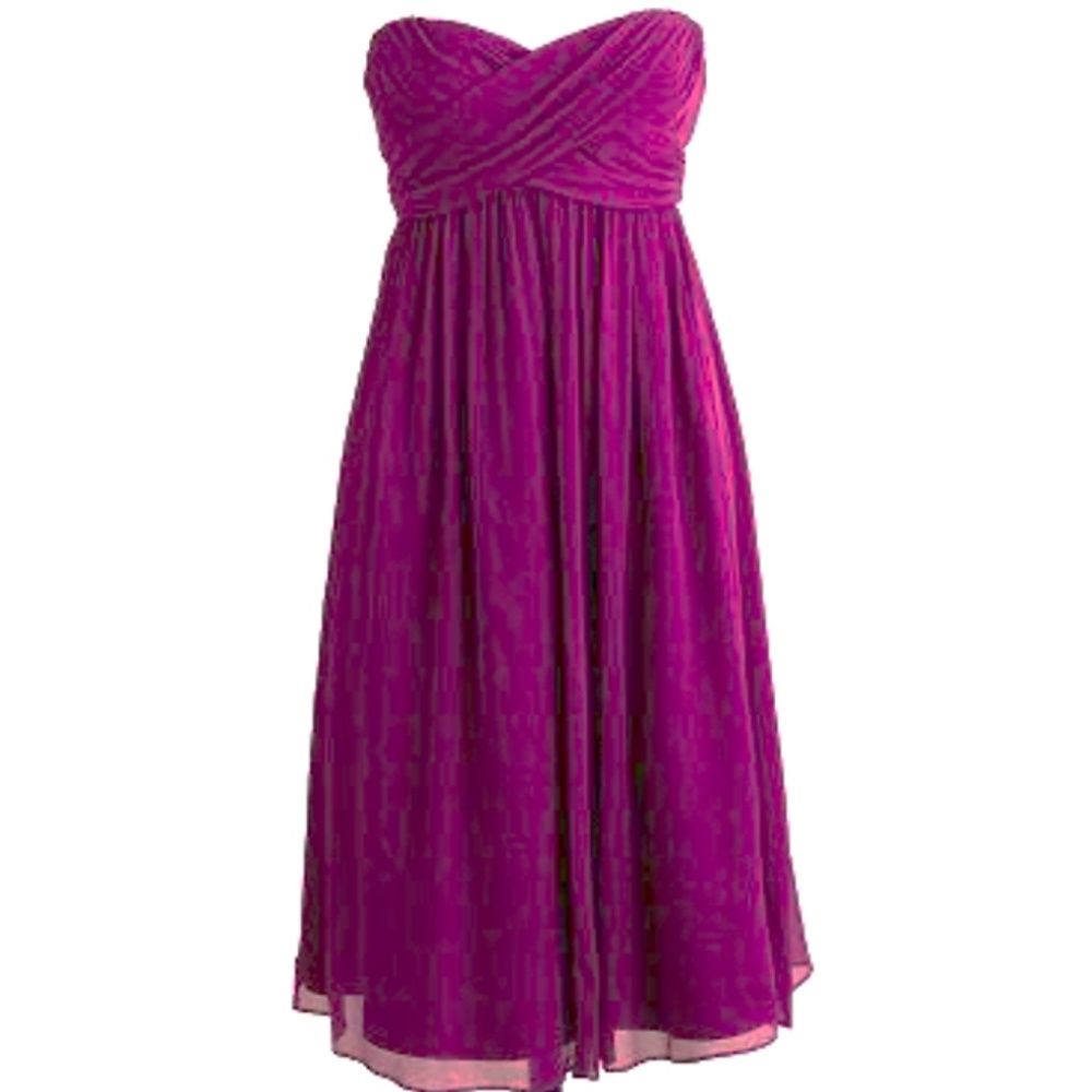 J.Crew Taryn Silk Chiffon Strapless Bridesmaid / Cocktail Dress - Size 12